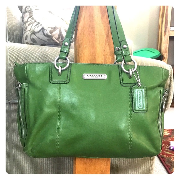 Coach Handbags - 💕 Coach dark green leather medium satchel 💕